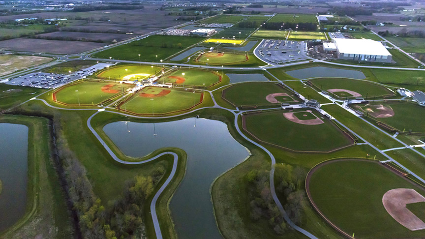 Aerial of Grand Park Baseball Fields