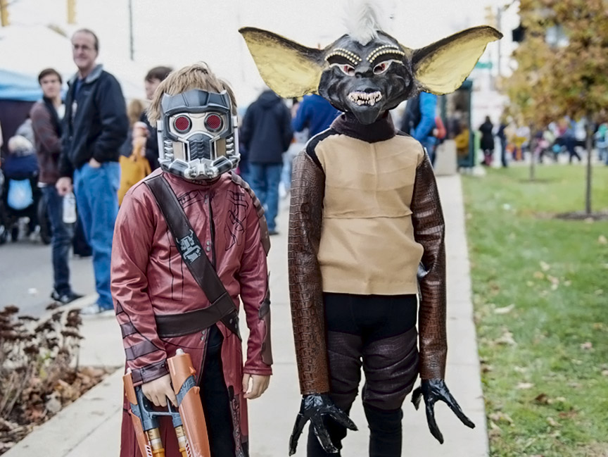Two youngsters in costume at the Irvington Halloween Festival