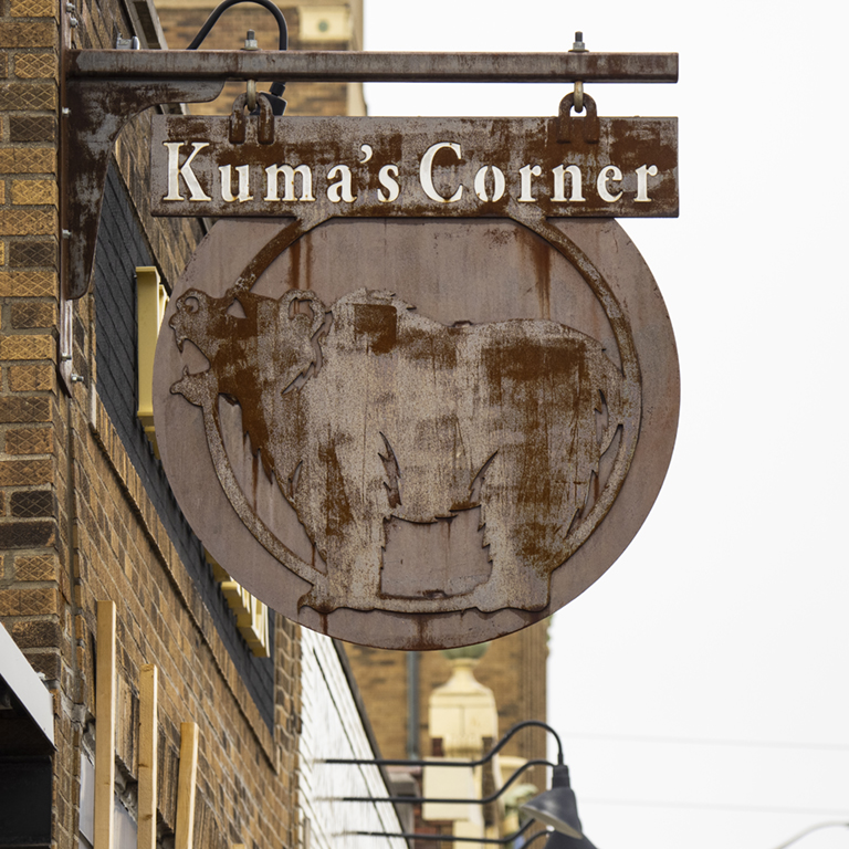 Exterior sign - Kuma's Corner in Fountain Square