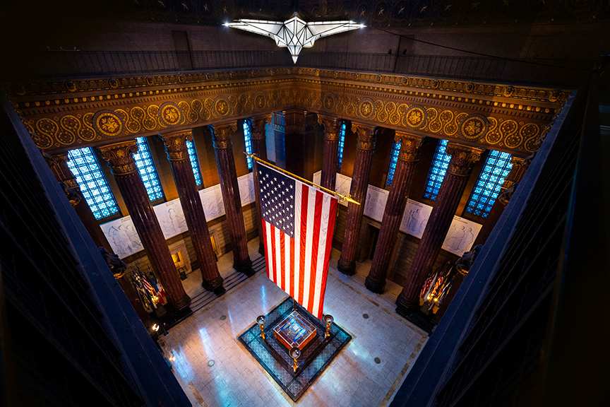 Indiana War Memorial shrine room from a high angle