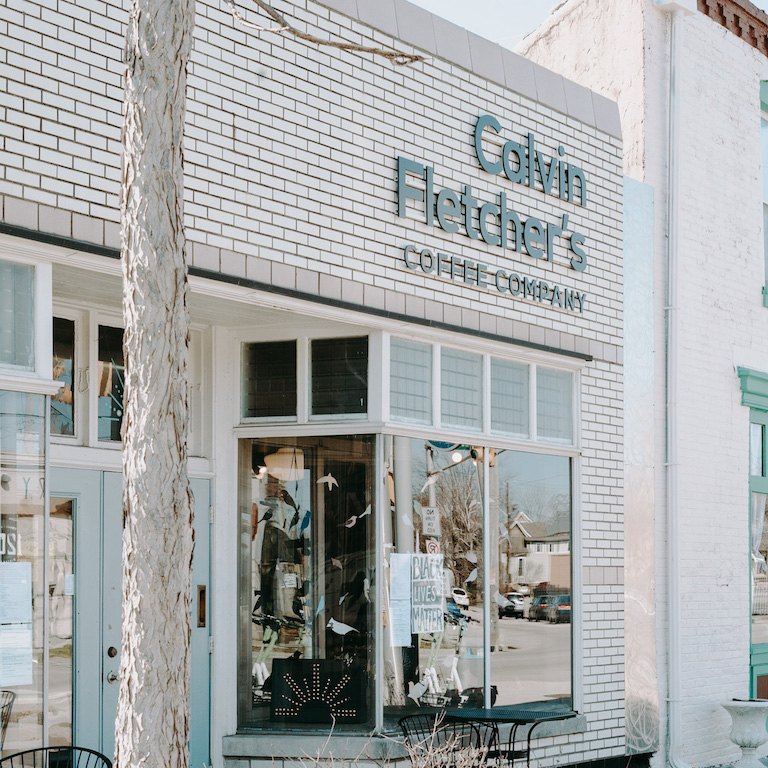 Exterior of Calvin Fletcher's Coffee Company