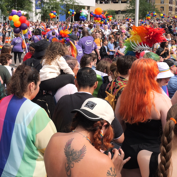 Crowds of people at the Indy Pride Parade