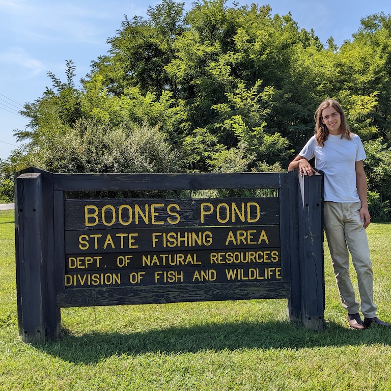 Sign reading Boones Pond State Fishing Area