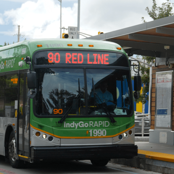 IndyGo bus pulling into the stop