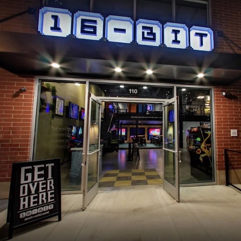 Entrance to 16-Bit Bar in Indianapolis