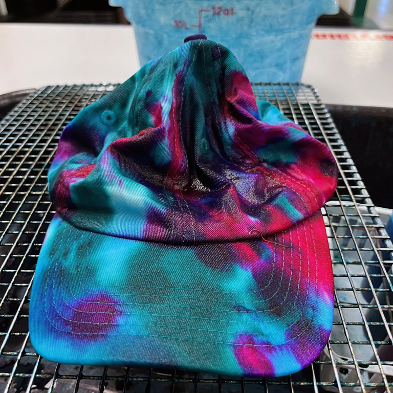 Tie-dyed hat from The Tie Dye Lab