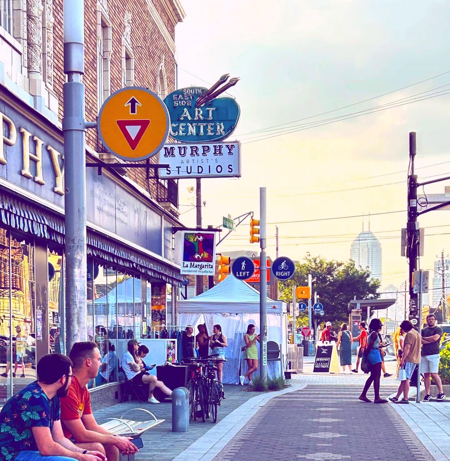 People outside for First Friday at The Murphy Arts Center 