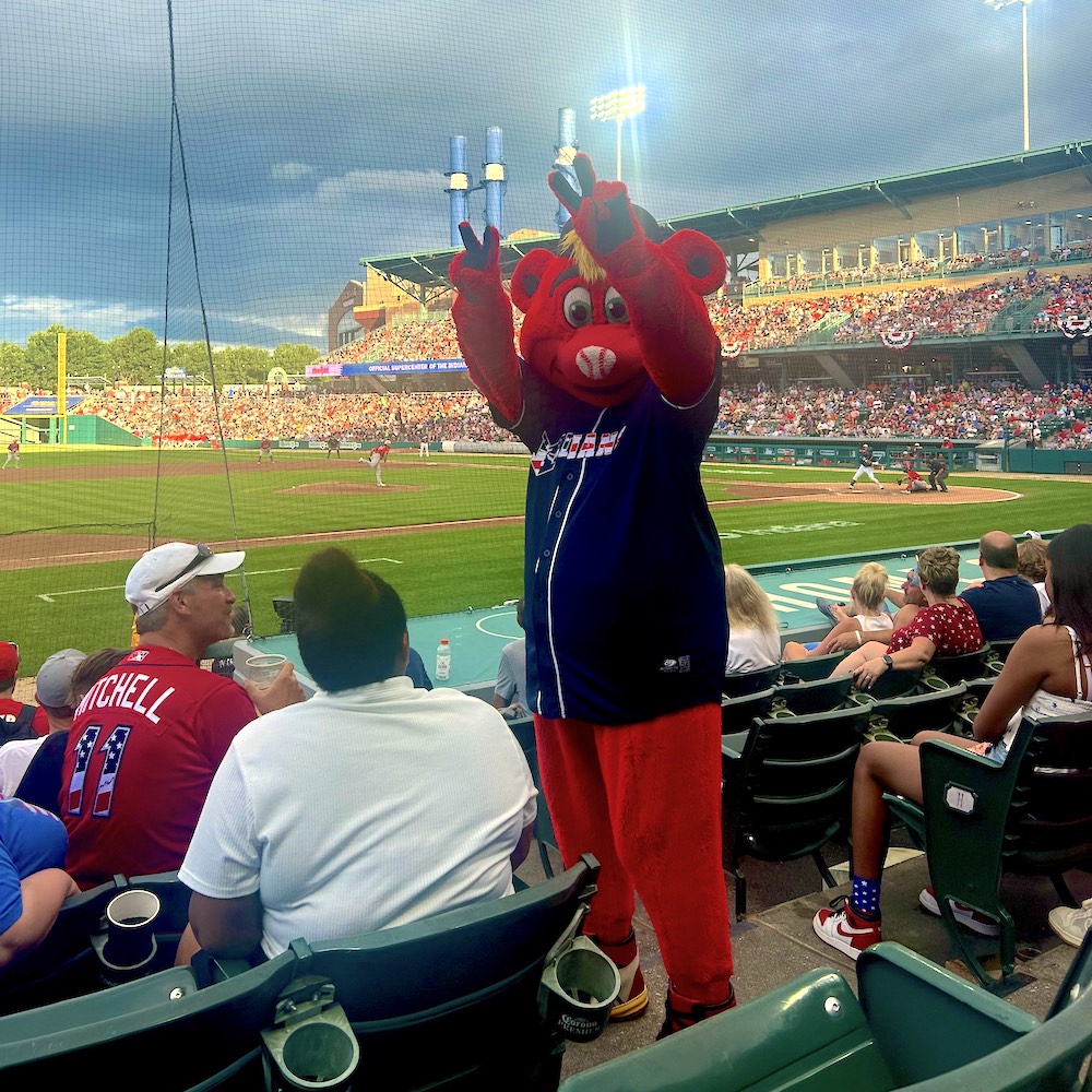 Indianapolis Indians Mascot waves