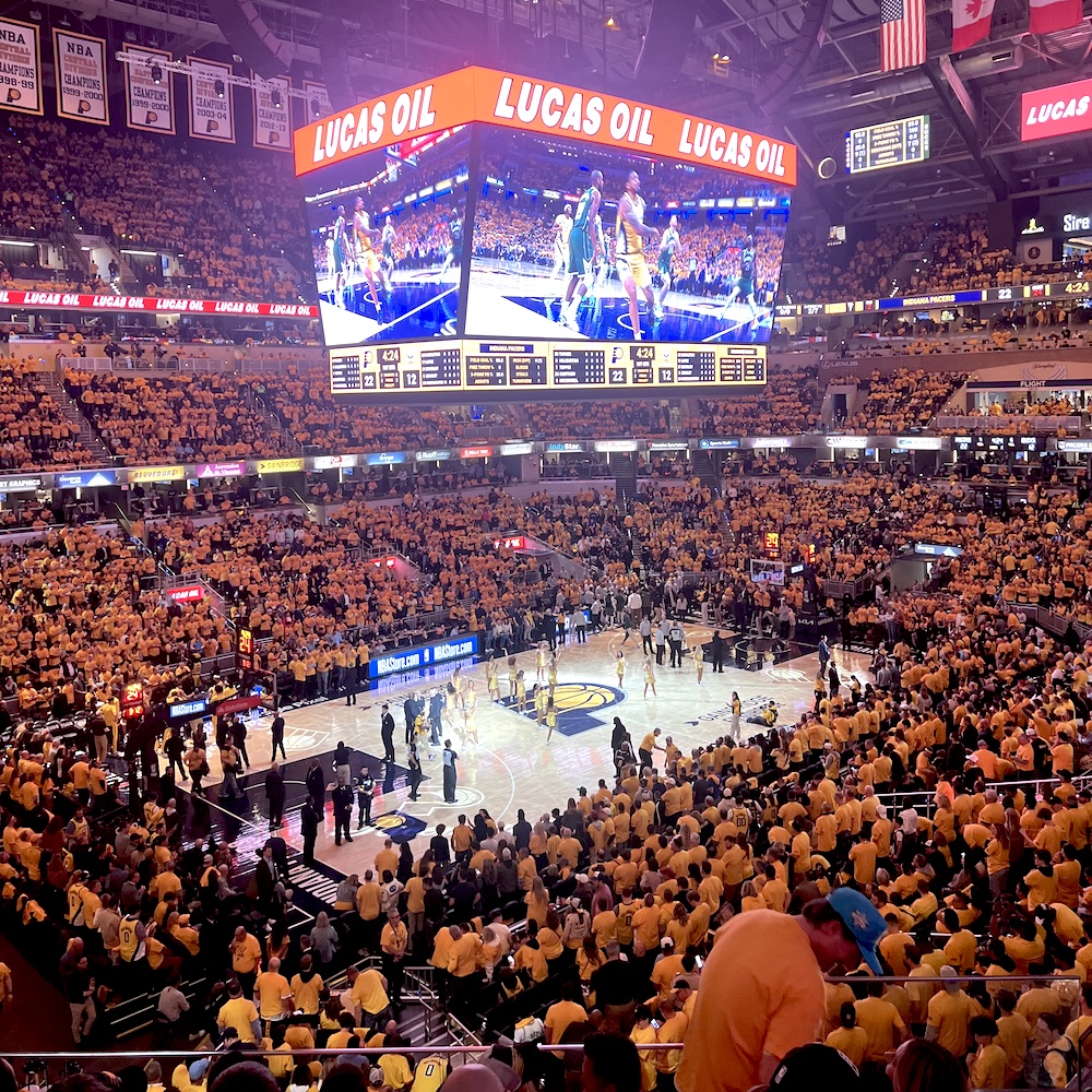 Crowded arena at a Indiana Pacers game