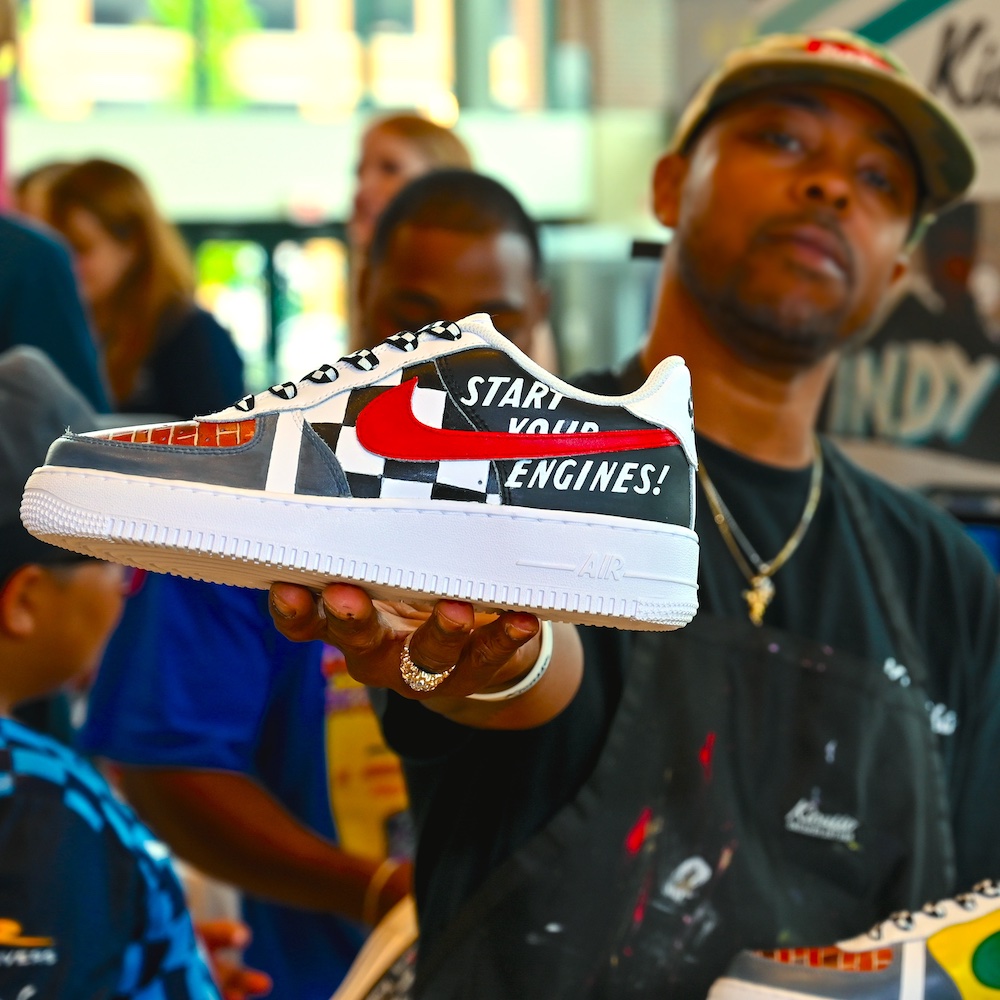 Painting Shoes Painted Shoes that read Start Your Engines